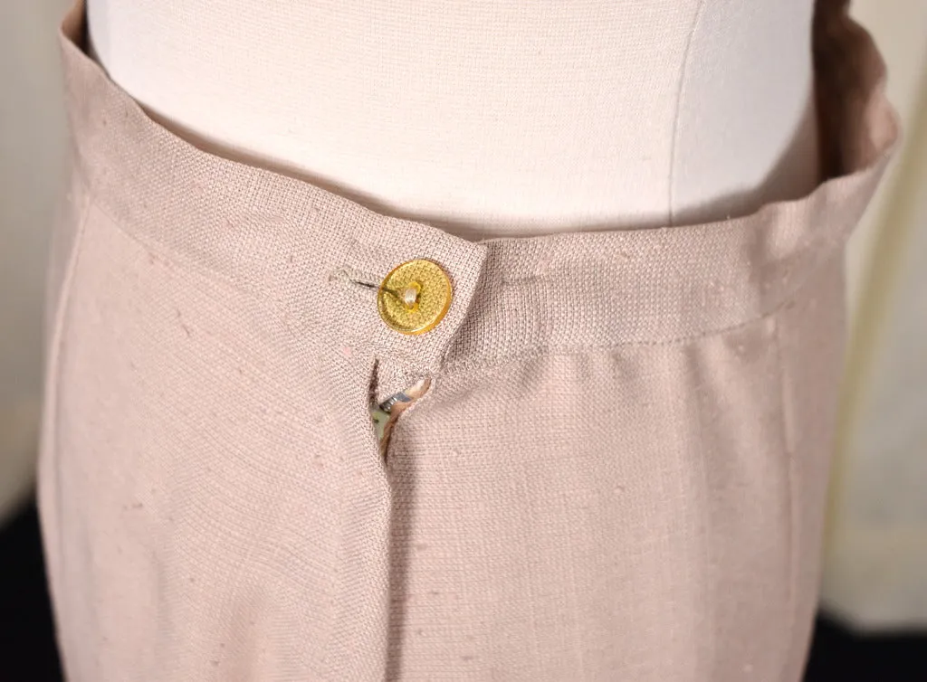 1950s Vintage Red Rose Tan Skirt Suit