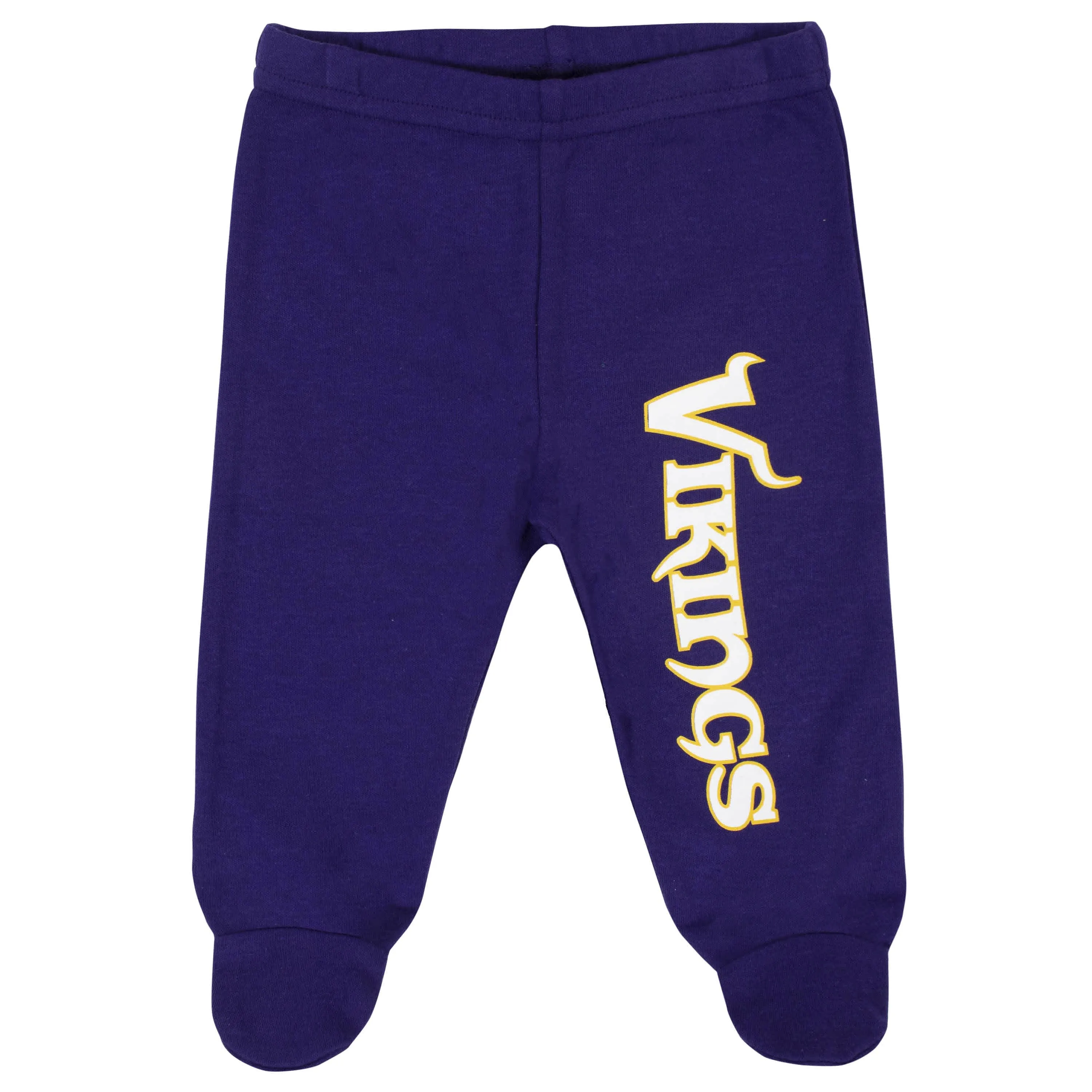 3-Piece Baby Boys Minnesota Vikings Bodysuit, Footed Pant, and Cap Set