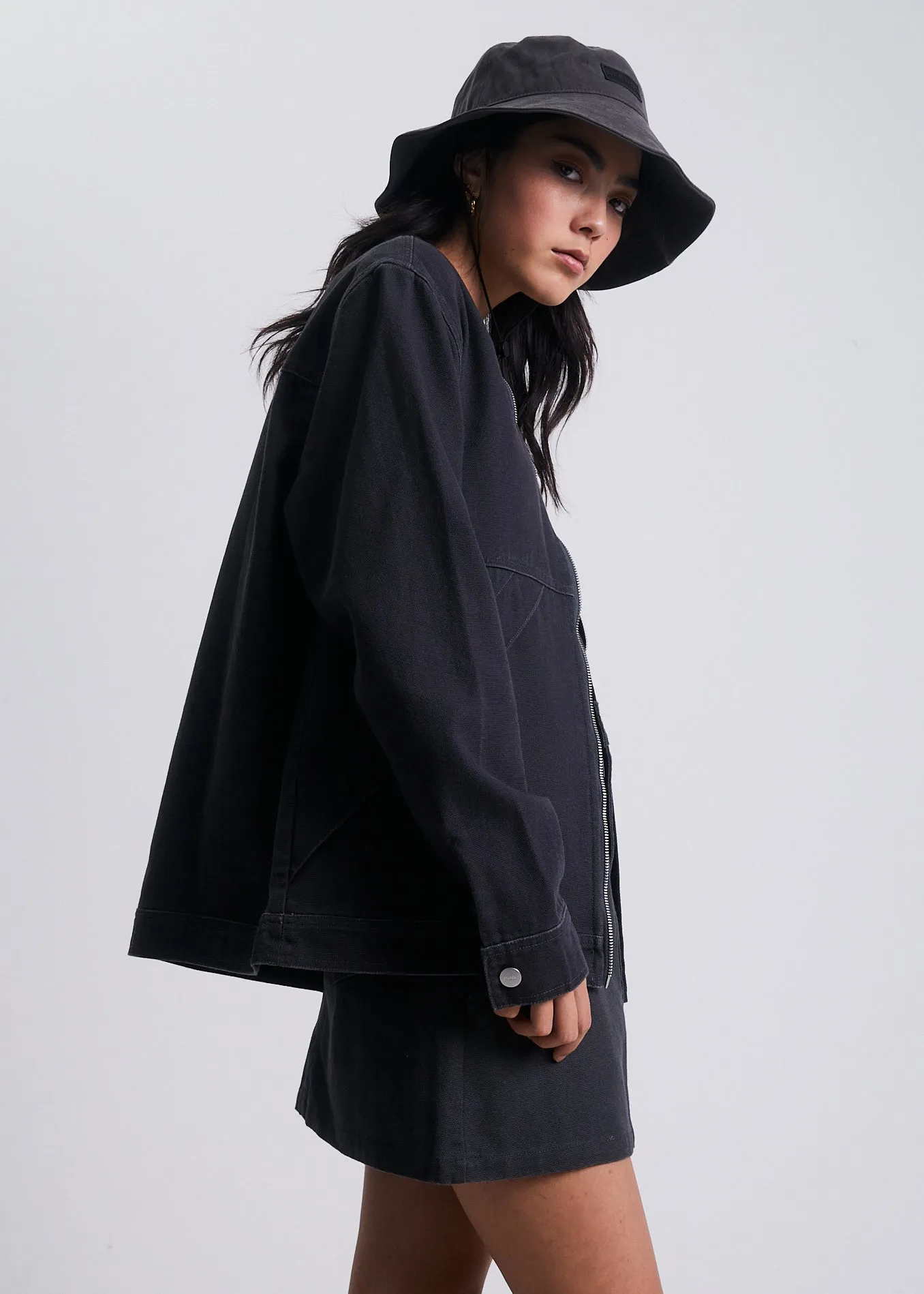 AFENDS Unisex Mass - Unisex Organic Canvas Jacket  - Charcoal