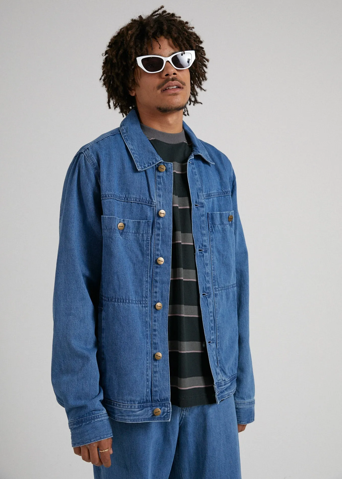 AFENDS Unisex Overtime - Unisex Denim Jacket - Classic Blue