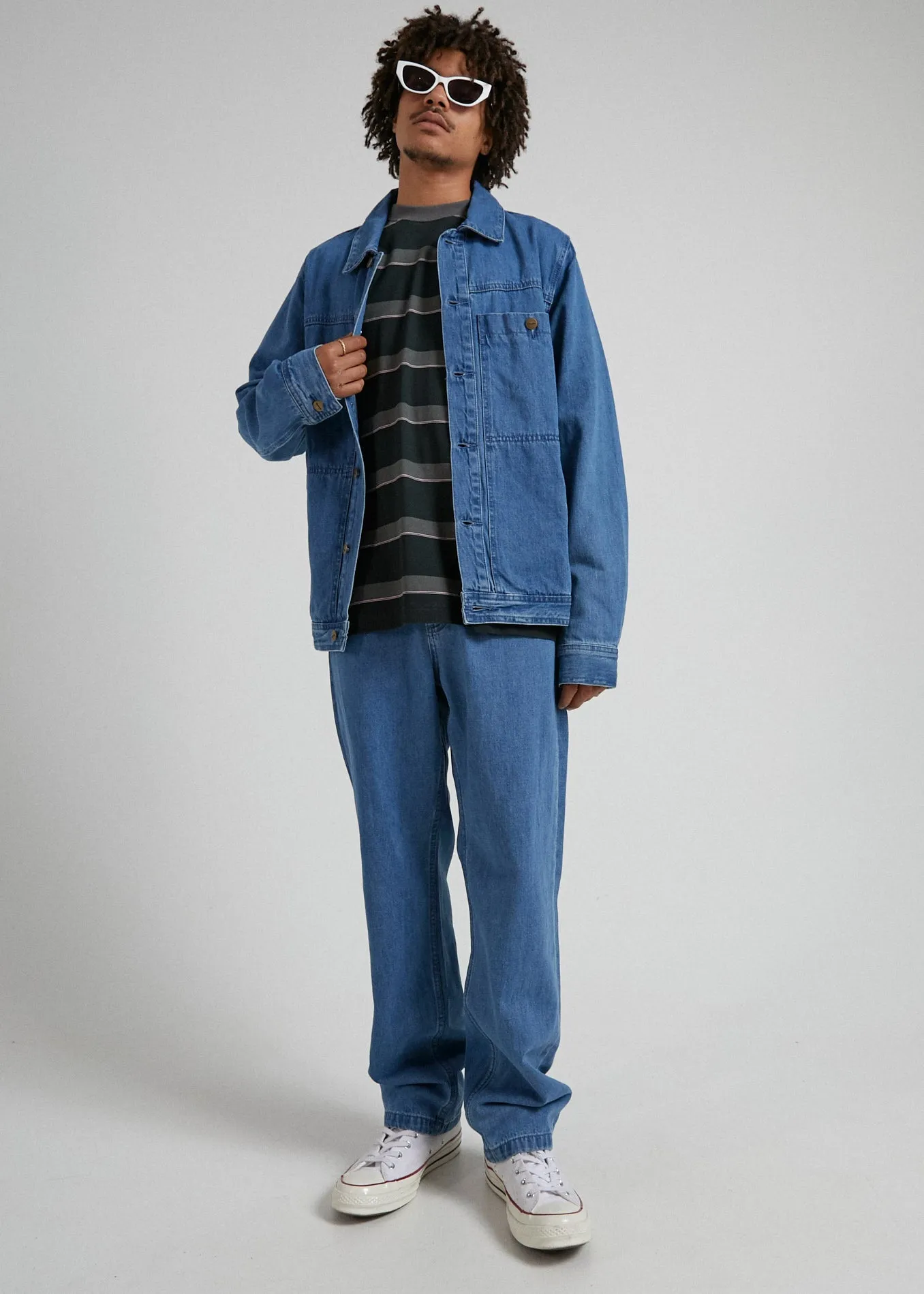AFENDS Unisex Overtime - Unisex Denim Jacket - Classic Blue