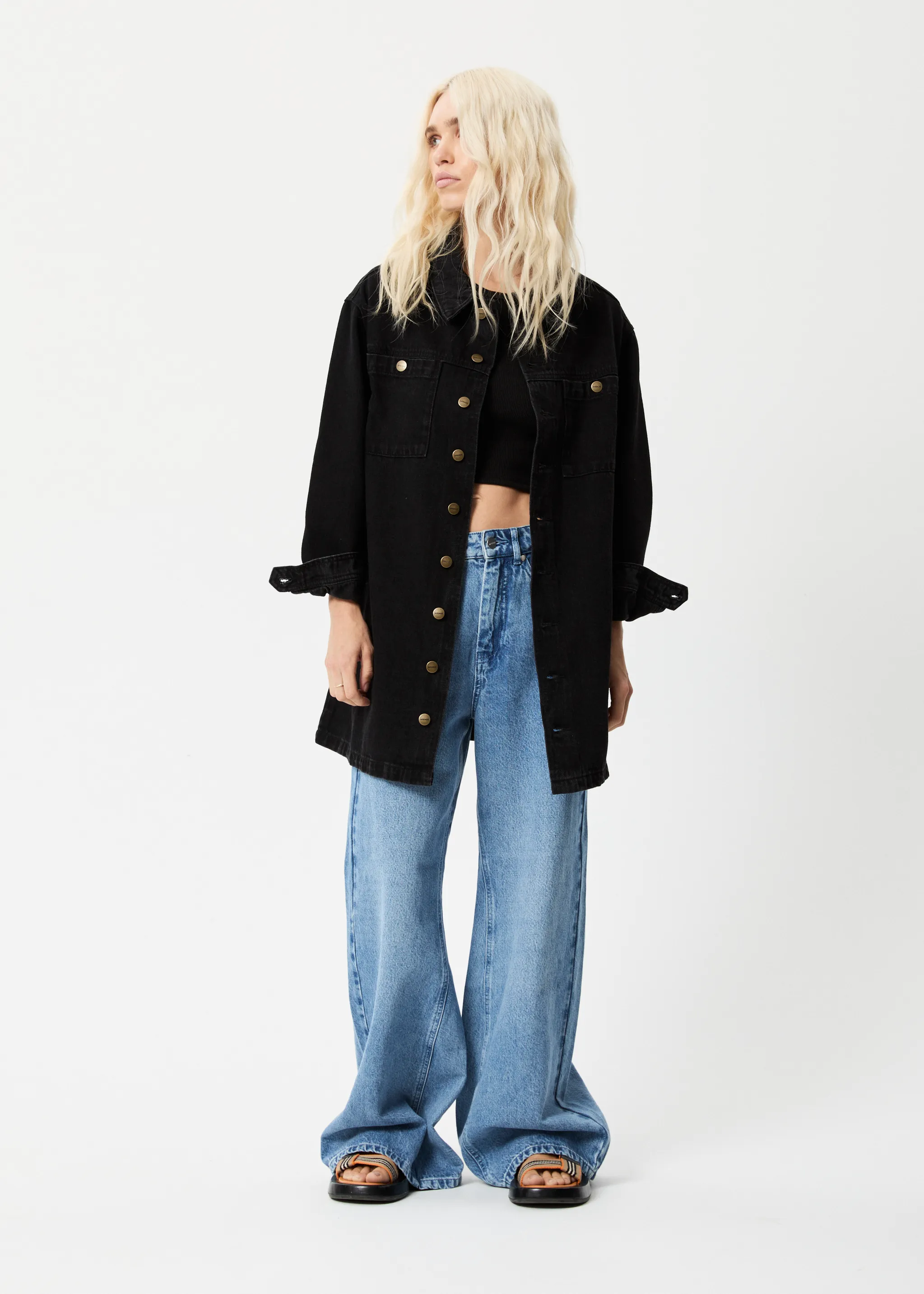 AFENDS Womens Tori - Denim Dress - Washed Black