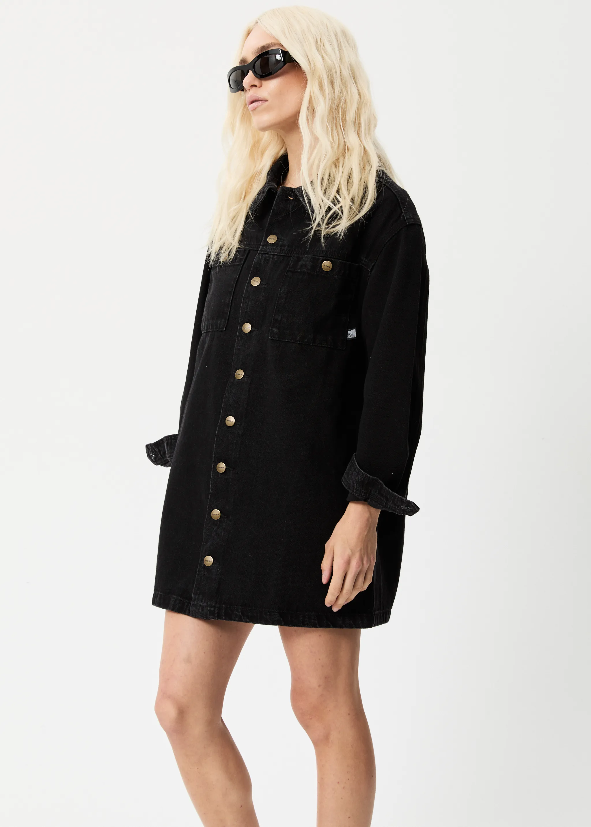 AFENDS Womens Tori - Denim Dress - Washed Black