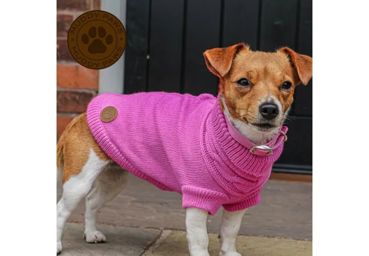 Ancol - Cable Knit Jumper - Pink - Medium