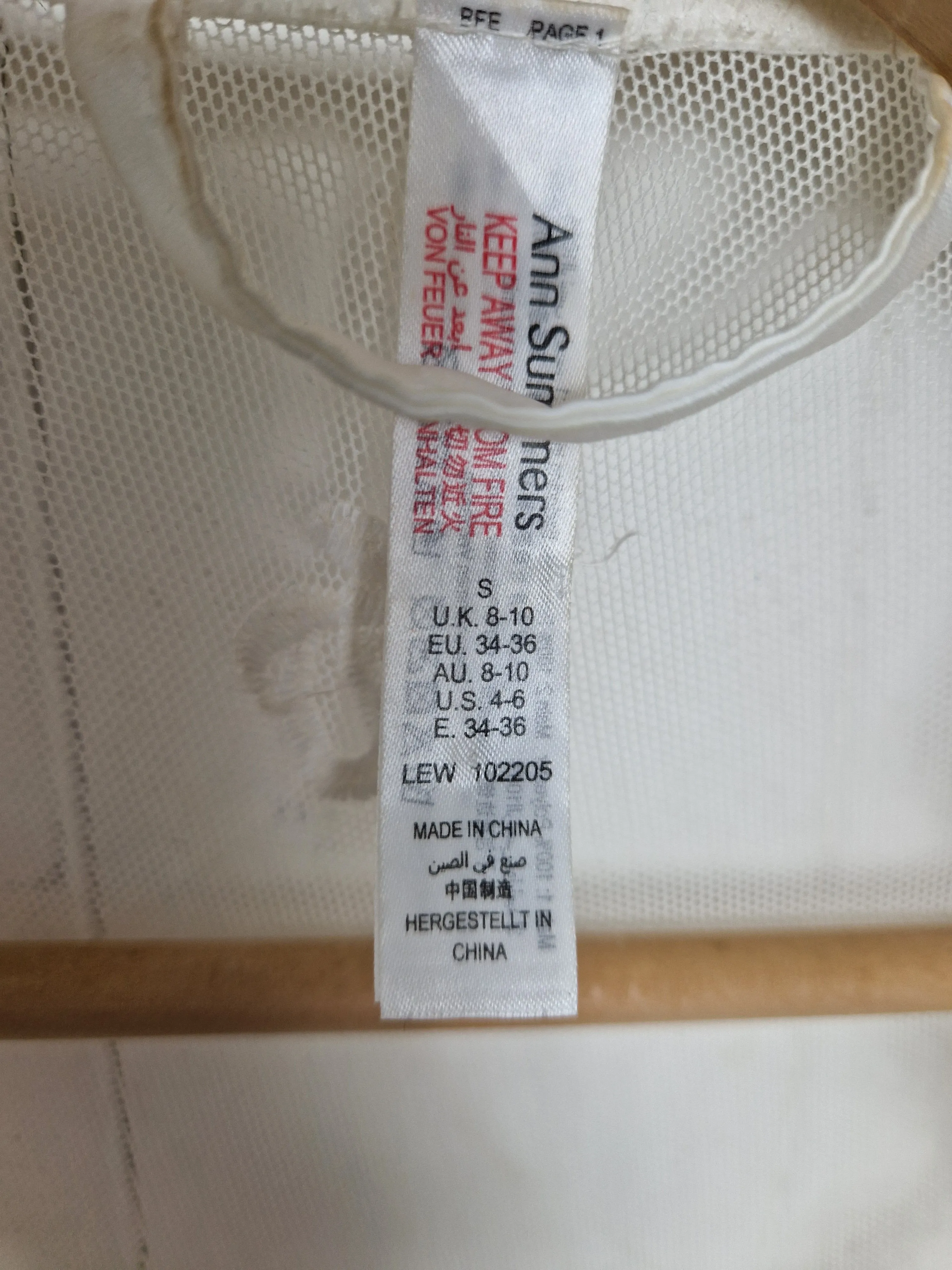 Ann Summers ivory mesh and lace neglege cover up size uk 8/10