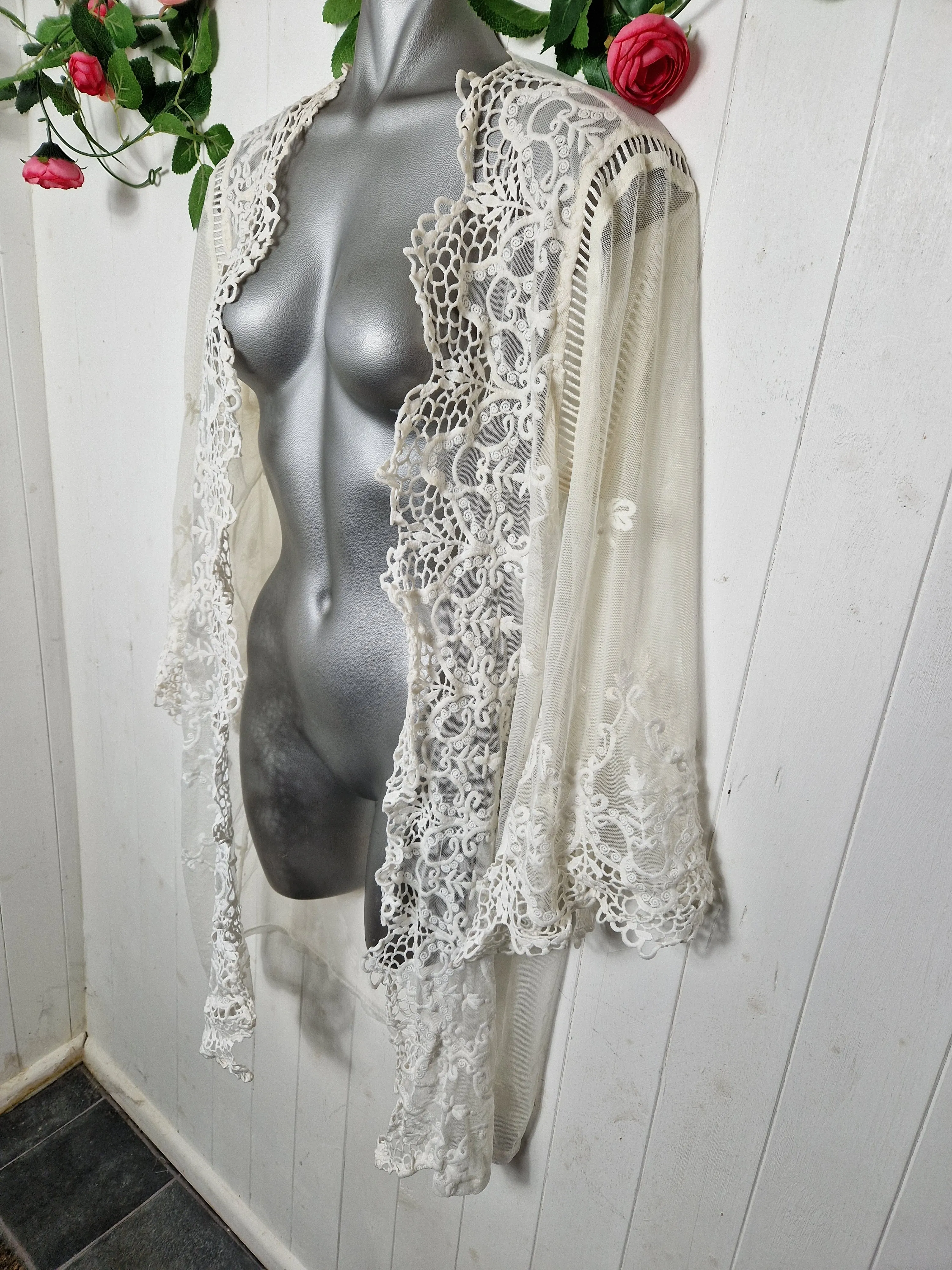 Ann Summers ivory mesh and lace neglege cover up size uk 8/10