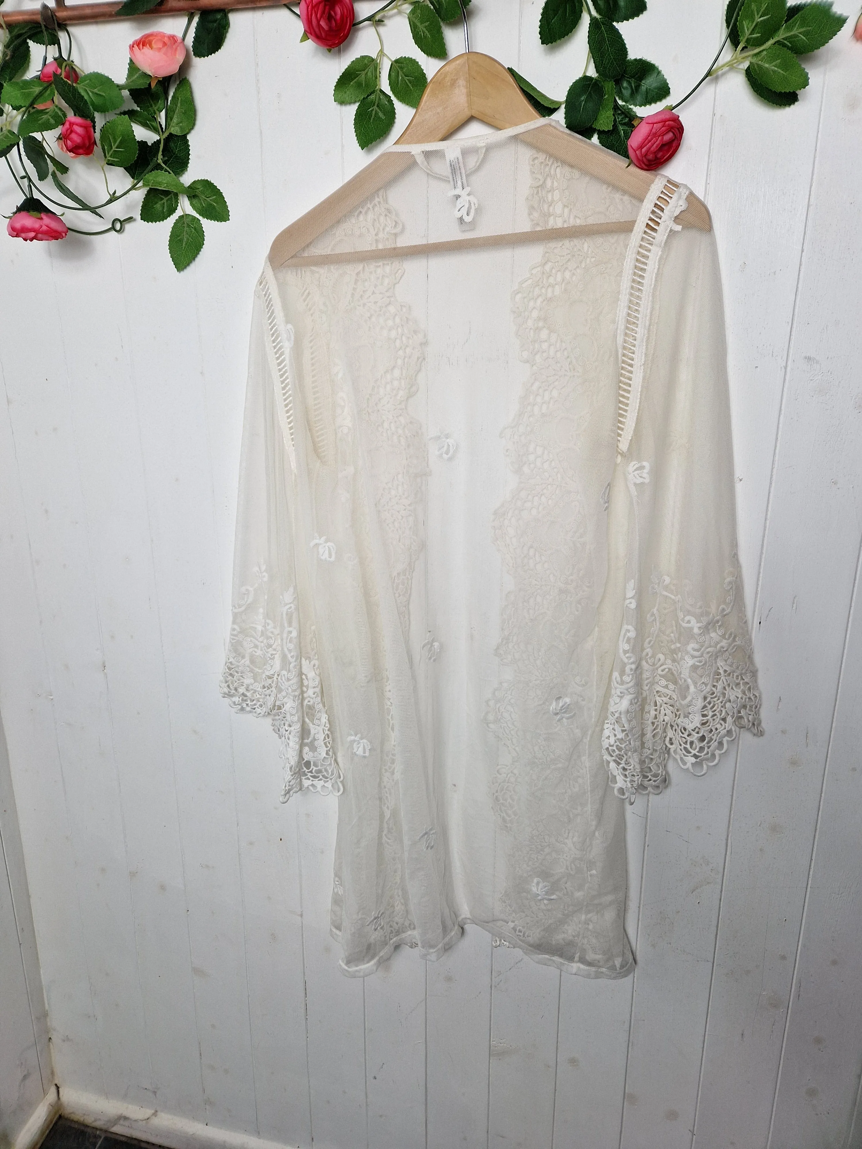 Ann Summers ivory mesh and lace neglege cover up size uk 8/10