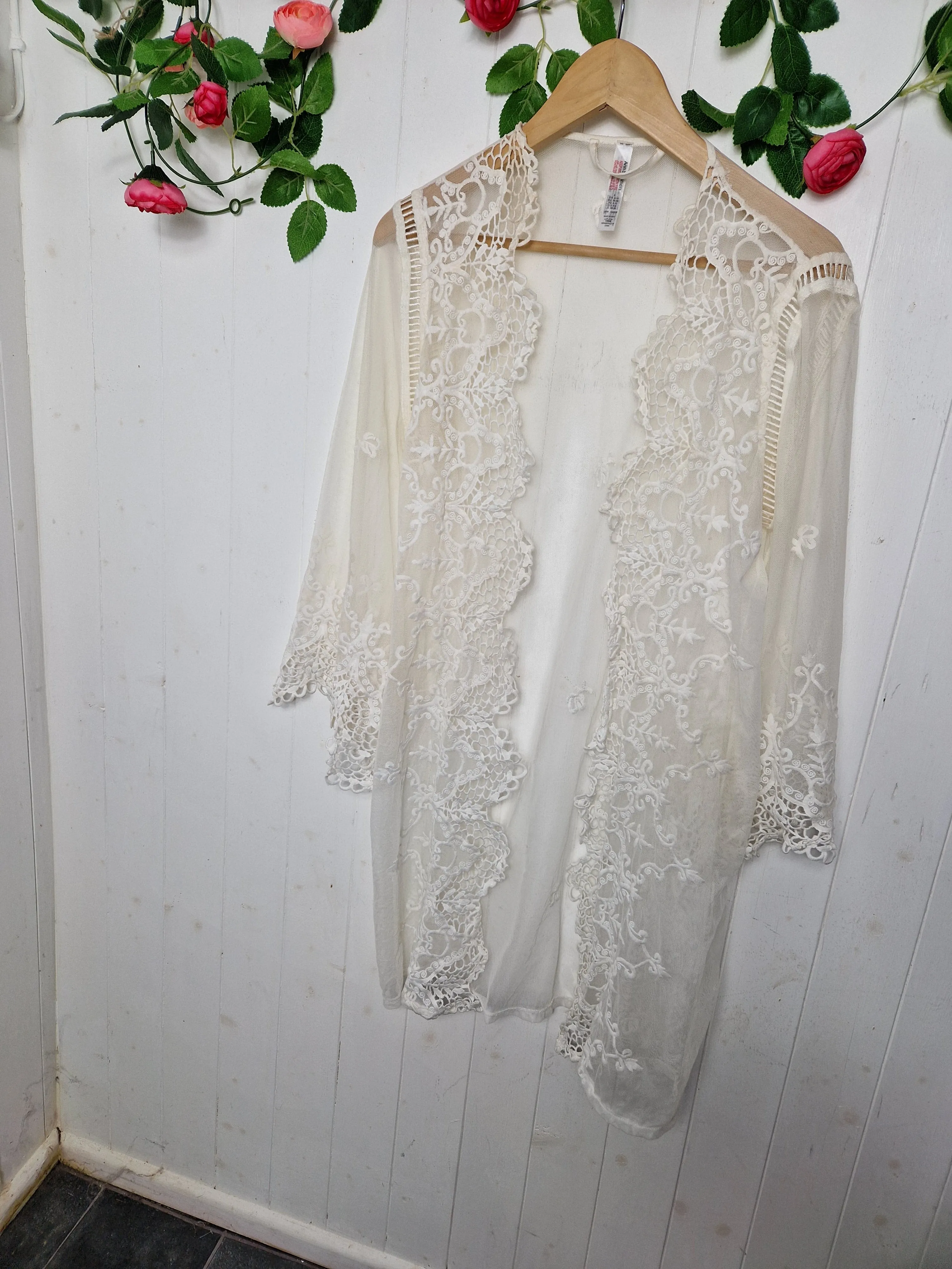 Ann Summers ivory mesh and lace neglege cover up size uk 8/10