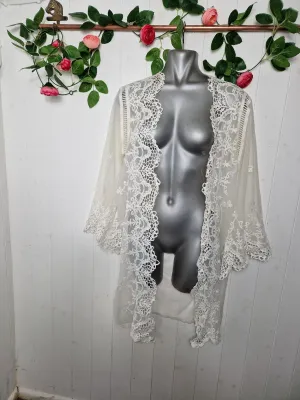 Ann Summers ivory mesh and lace neglege cover up size uk 8/10