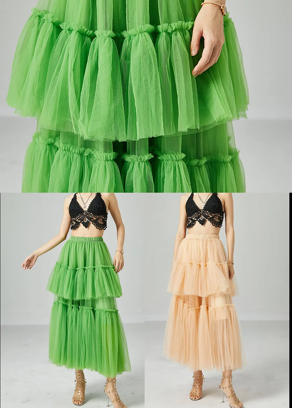 Apricot Tulle Holiday Skirt Layered Design Exra Large Hem Summer LY2417