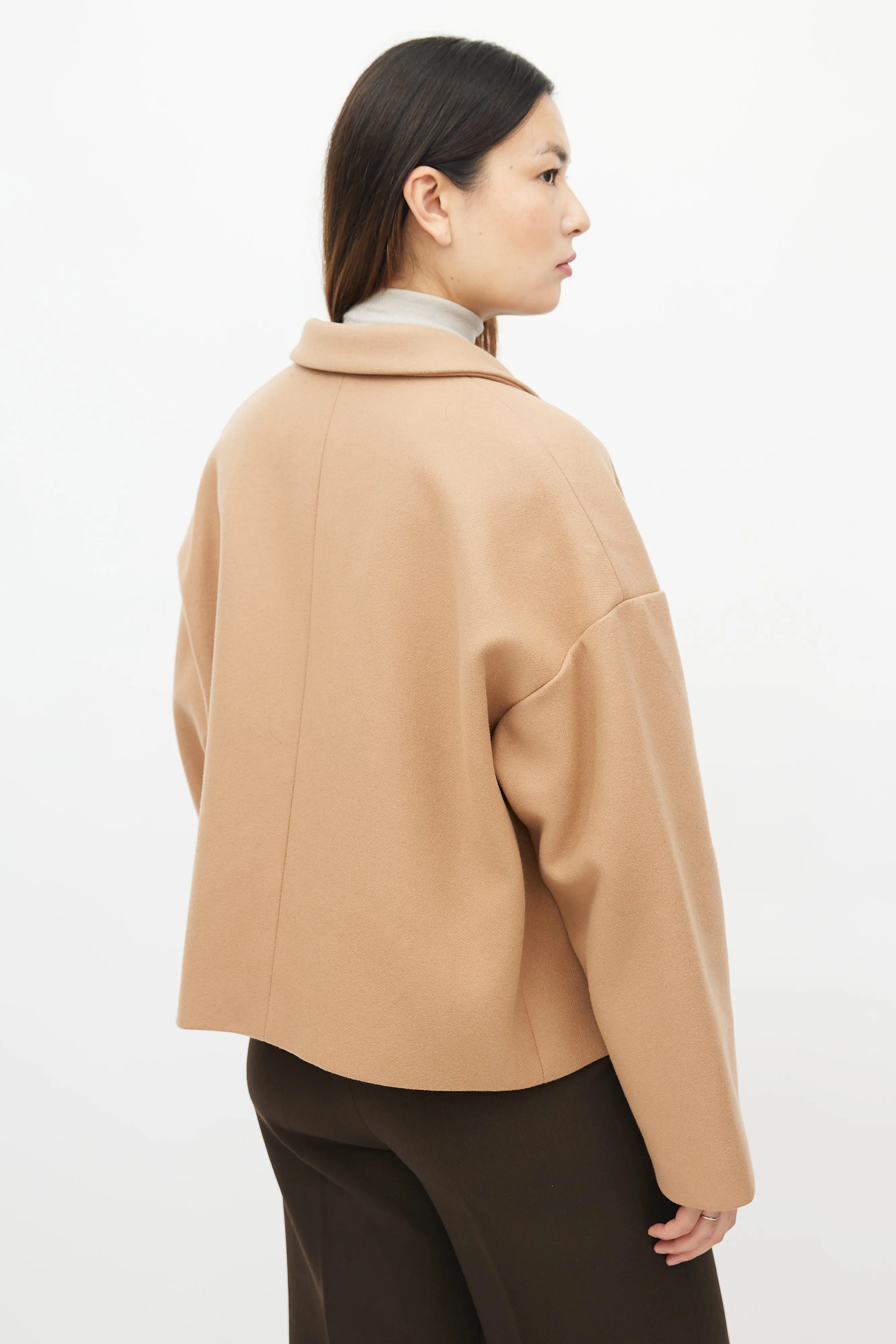 Beige Wool Cropped Jacket