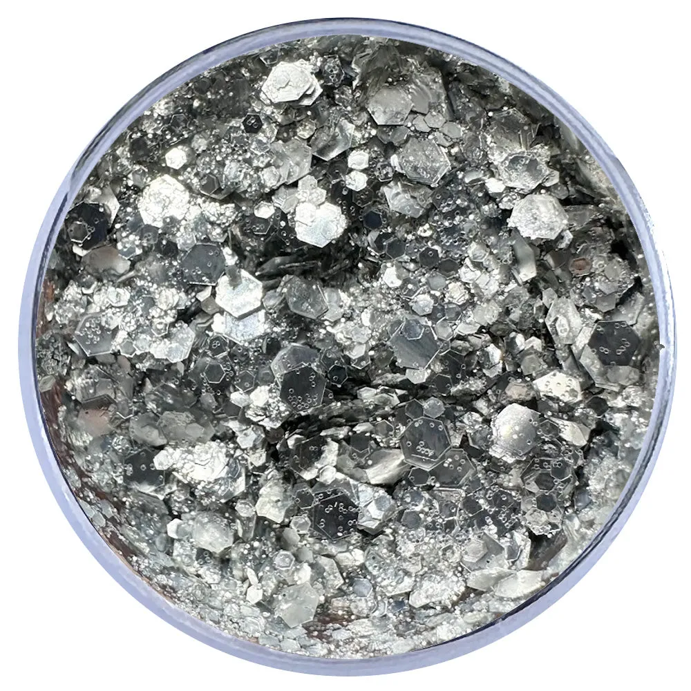 Biodegradable Glitter Gel - Metallic Silver (Chunky Mix BioMirror)