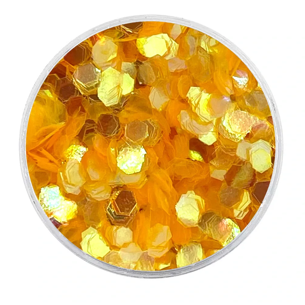 Biodegradable UV Iridescent Tangerine Glitter - Chunky Hexagons Glitter