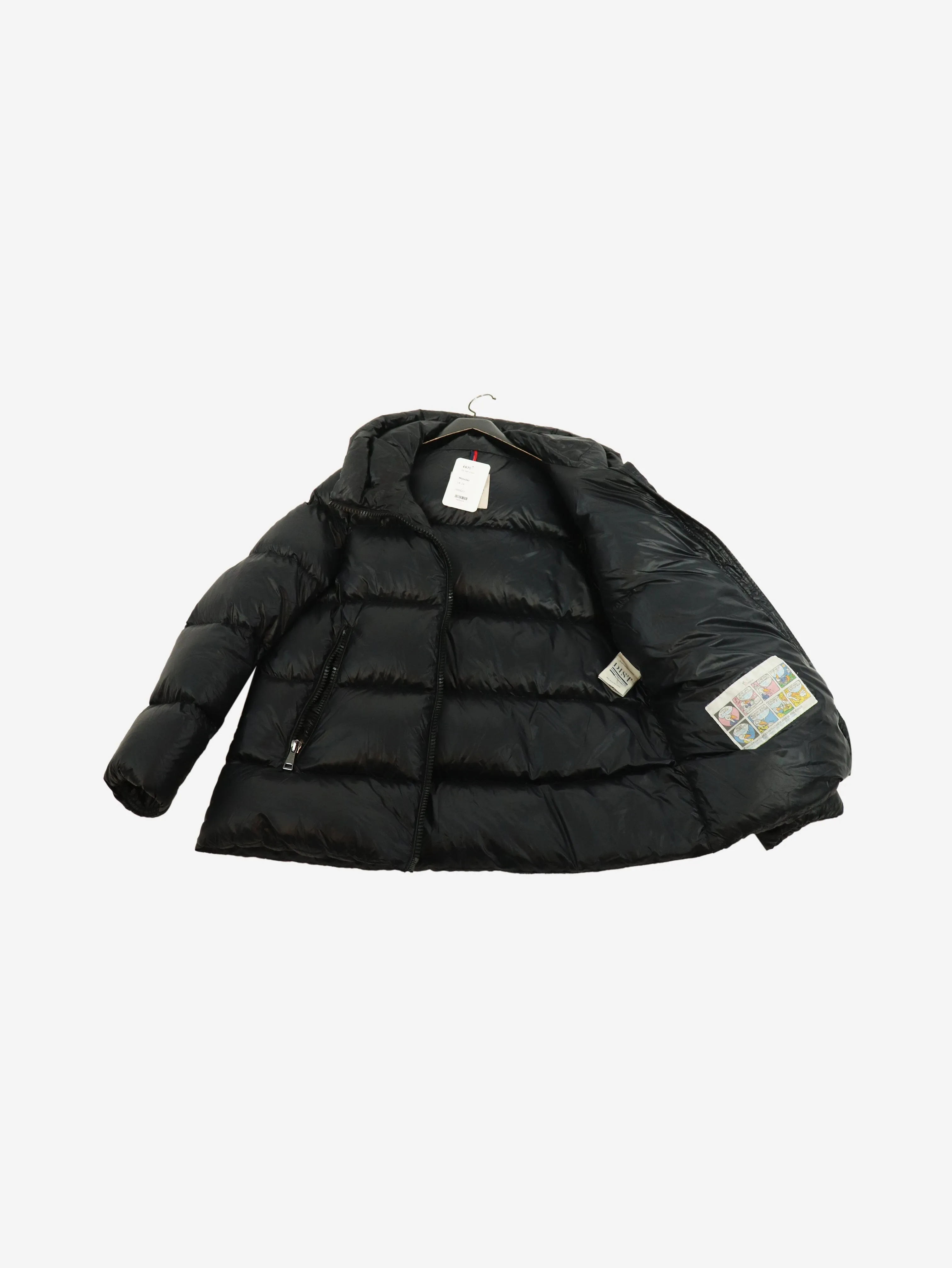 Black hooded puffer jacket - size UK 14