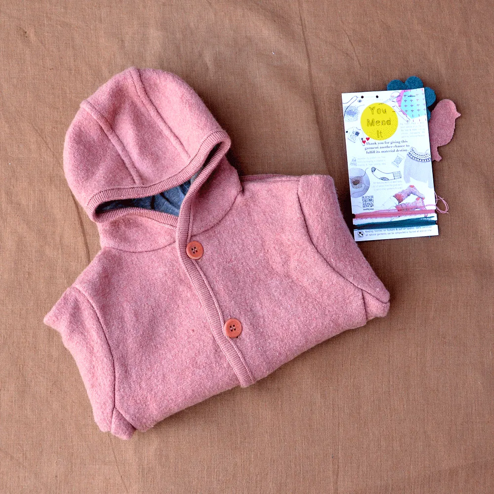Boiled Wool Jacket - Rose (6-12m) *PRE-LOVED/YOU MEND IT!