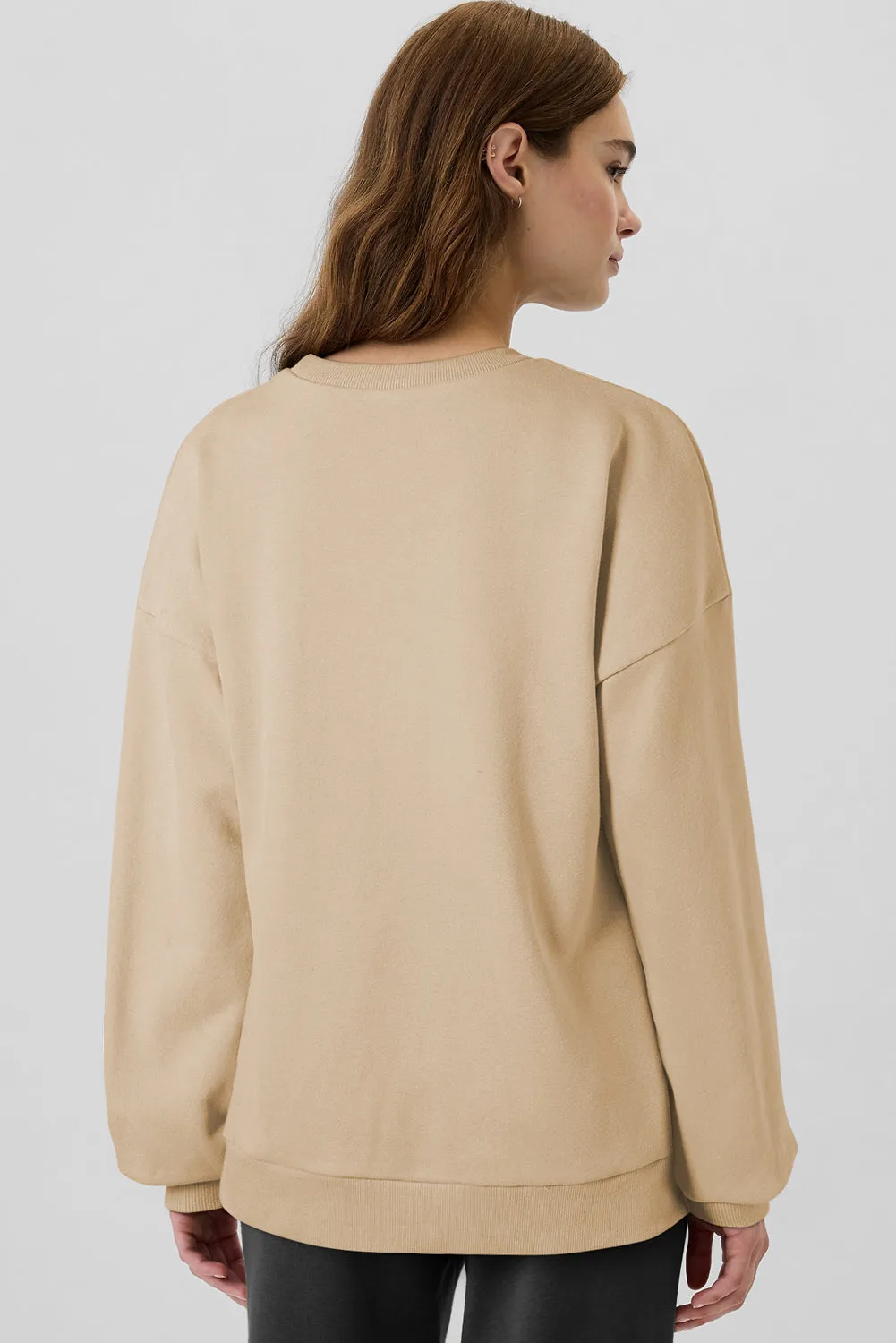 Bonbon Solid Fleece Lined Drop Shoulder High Low Sweatshirt