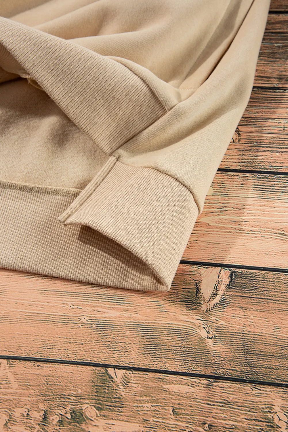 Bonbon Solid Fleece Lined Drop Shoulder High Low Sweatshirt