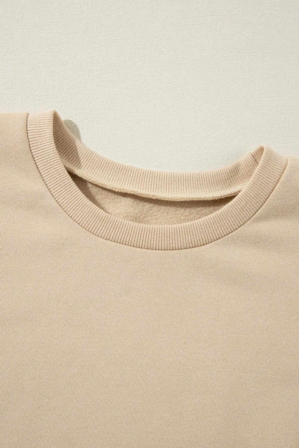 Bonbon Solid Fleece Lined Drop Shoulder High Low Sweatshirt