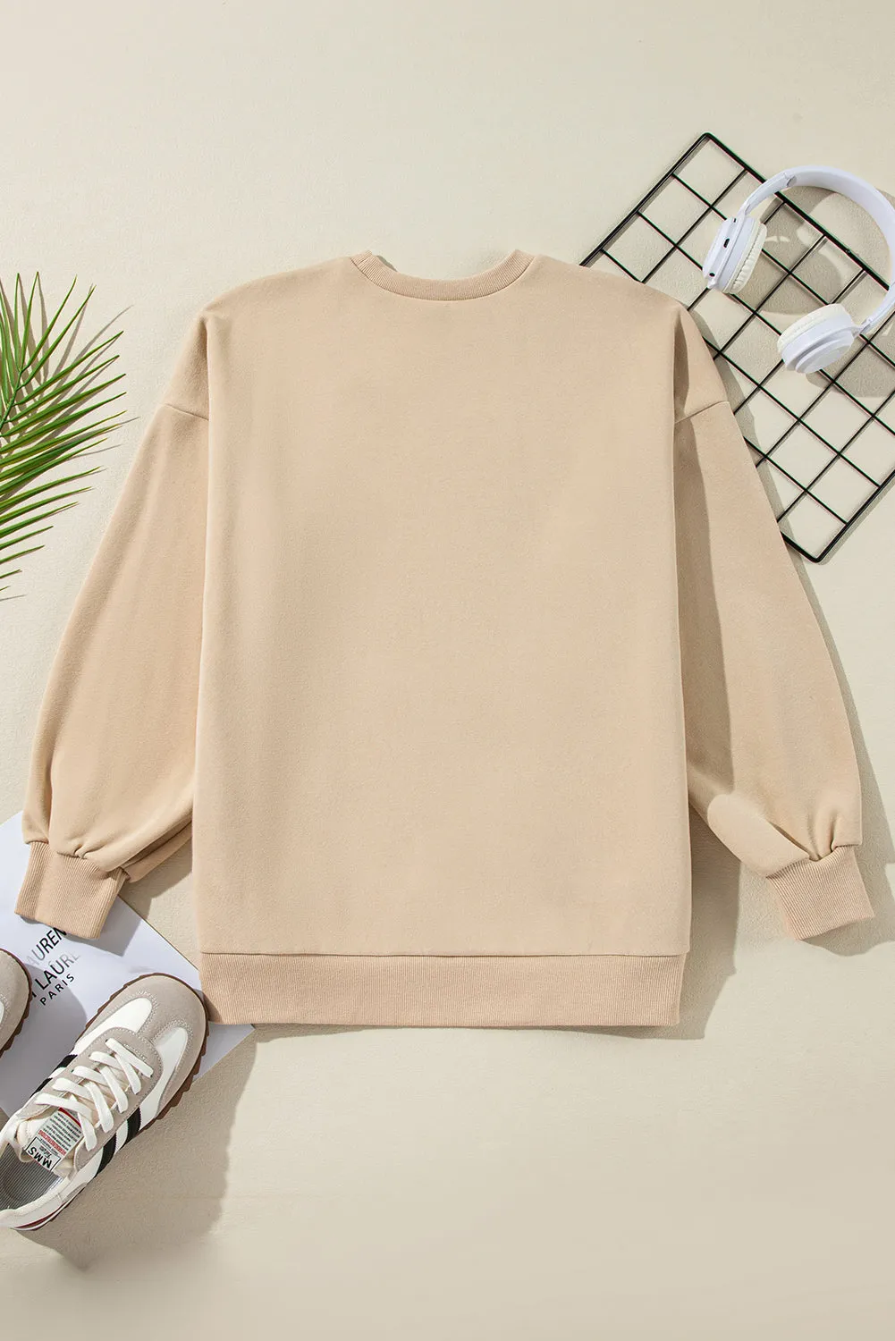Bonbon Solid Fleece Lined Drop Shoulder High Low Sweatshirt