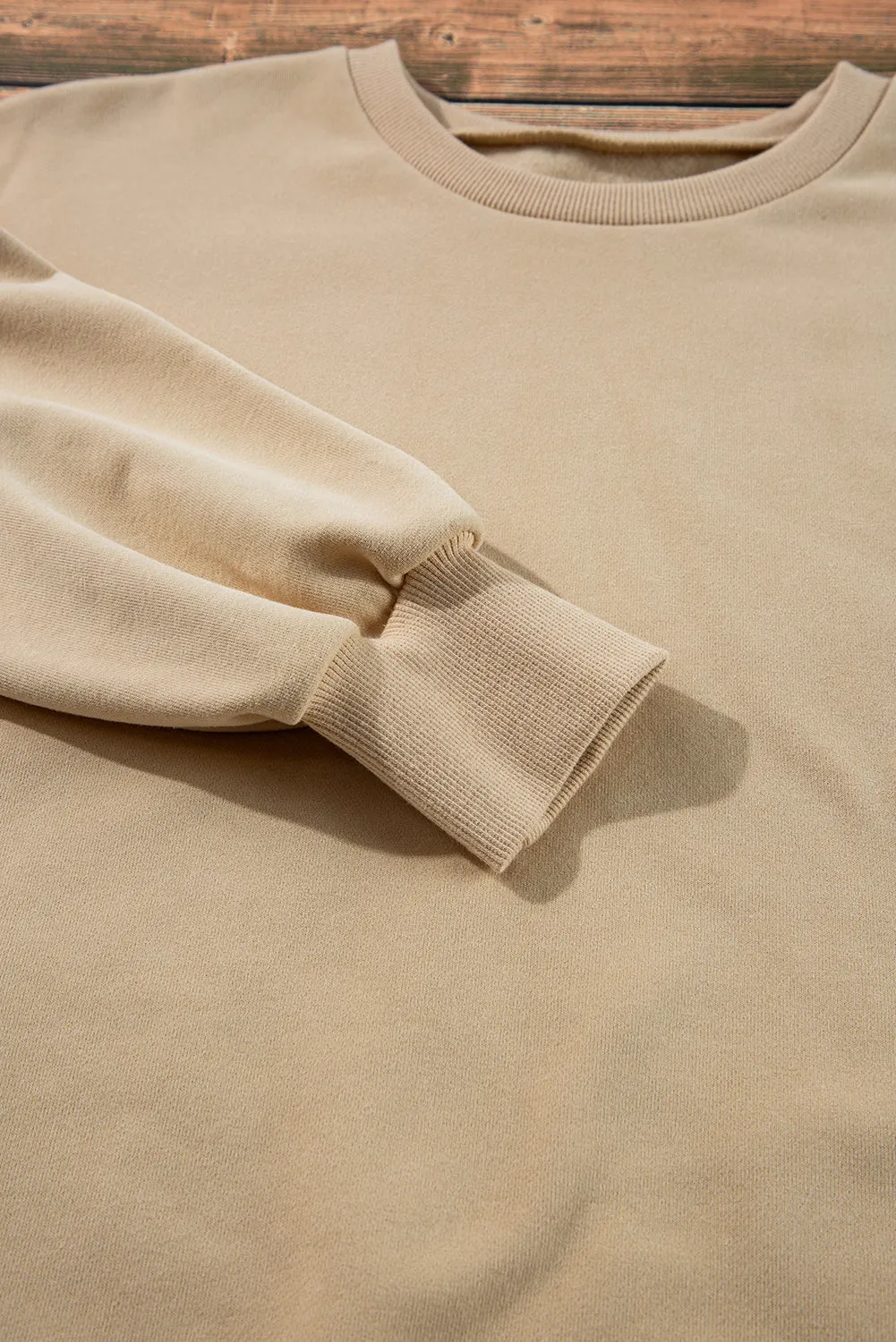 Bonbon Solid Fleece Lined Drop Shoulder High Low Sweatshirt