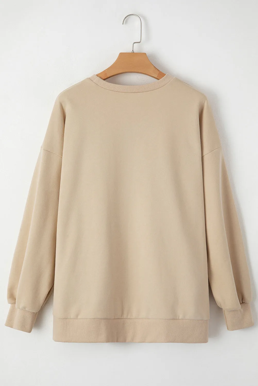 Bonbon Solid Fleece Lined Drop Shoulder High Low Sweatshirt