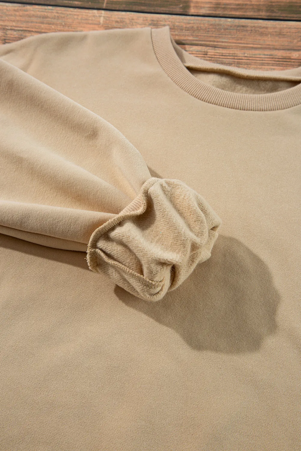 Bonbon Solid Fleece Lined Drop Shoulder High Low Sweatshirt