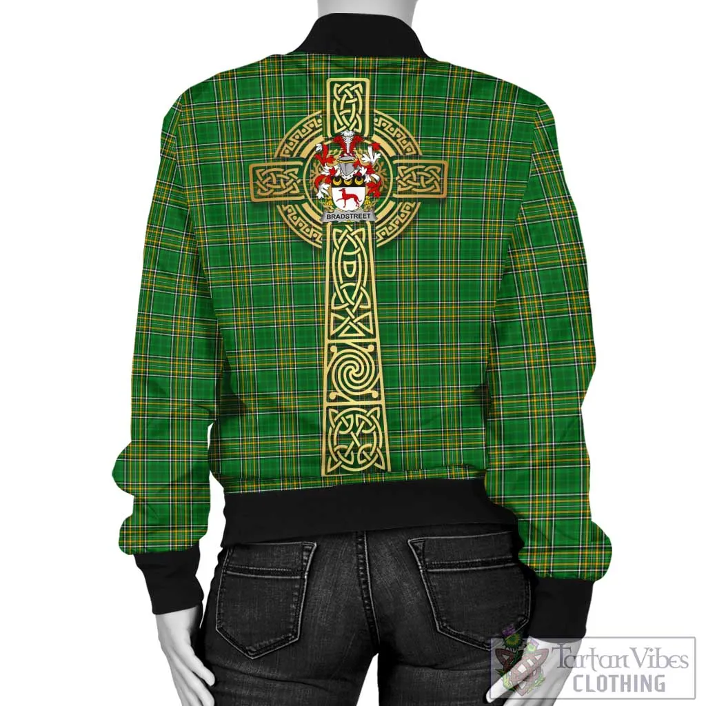 Bradstreet Irish Clan Tartan Bomber Jacket with Coat of Arms Celtic Tree of Life Style