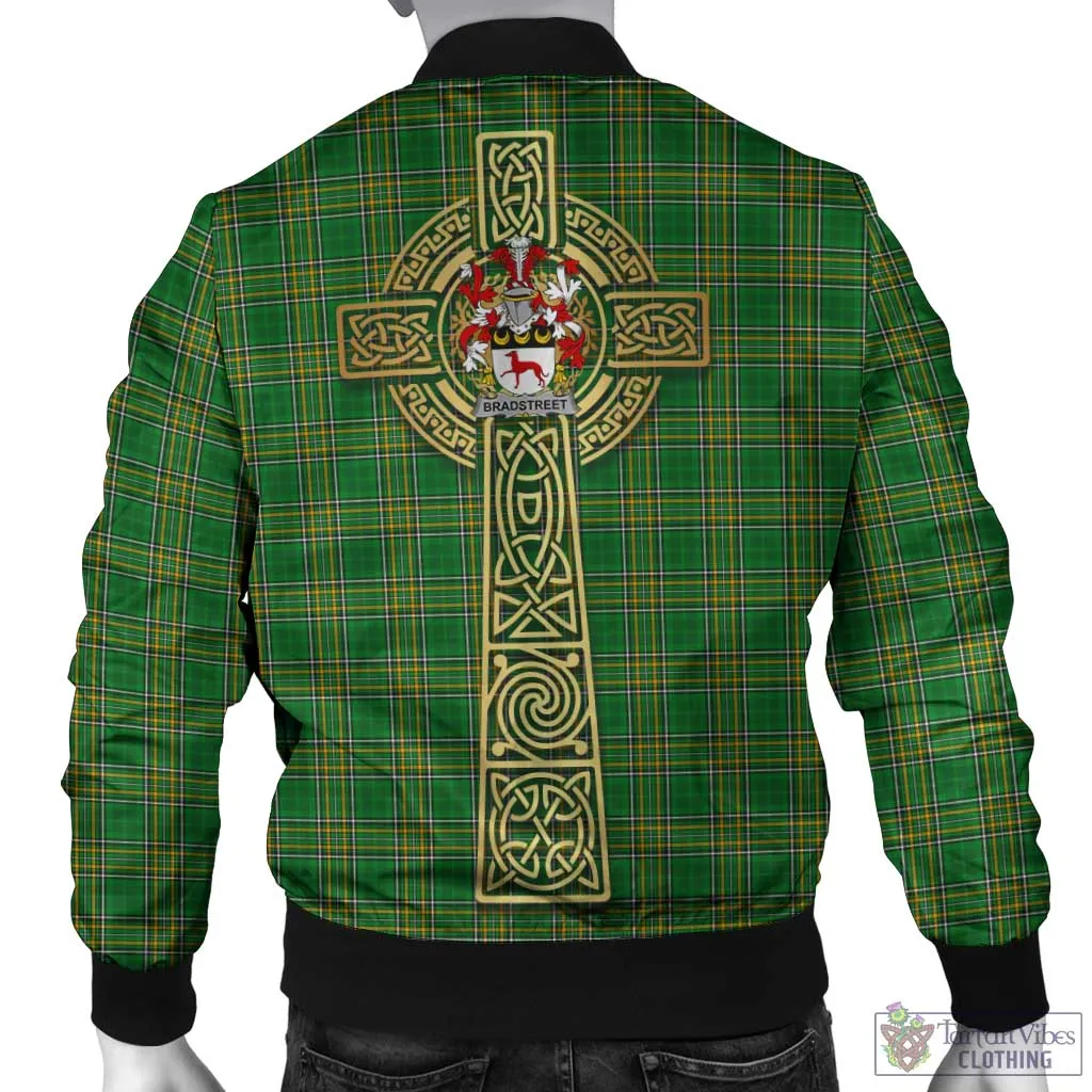 Bradstreet Irish Clan Tartan Bomber Jacket with Coat of Arms Celtic Tree of Life Style