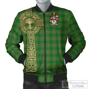 Bradstreet Irish Clan Tartan Bomber Jacket with Coat of Arms Celtic Tree of Life Style