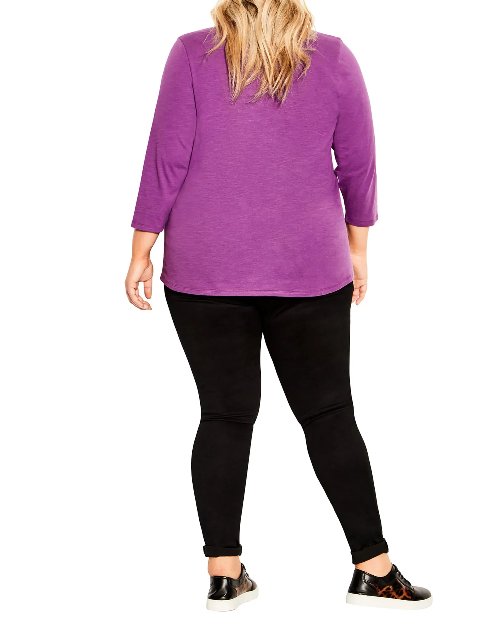 Cecilia Notch Neck Tee | Lilac