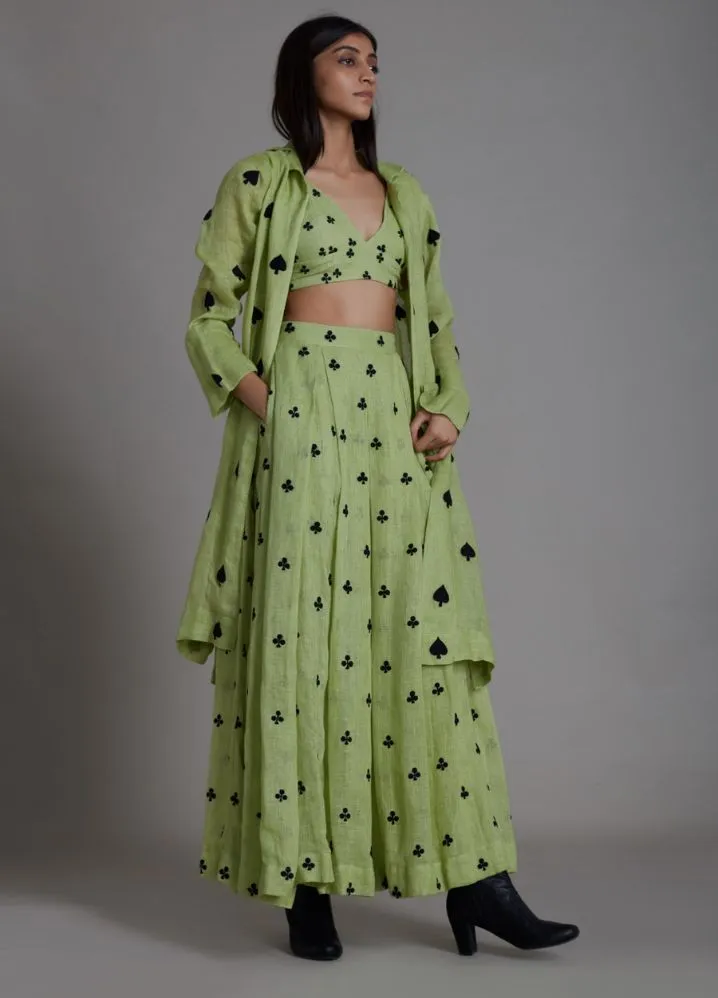 Club Cover Lehenga Set- Green