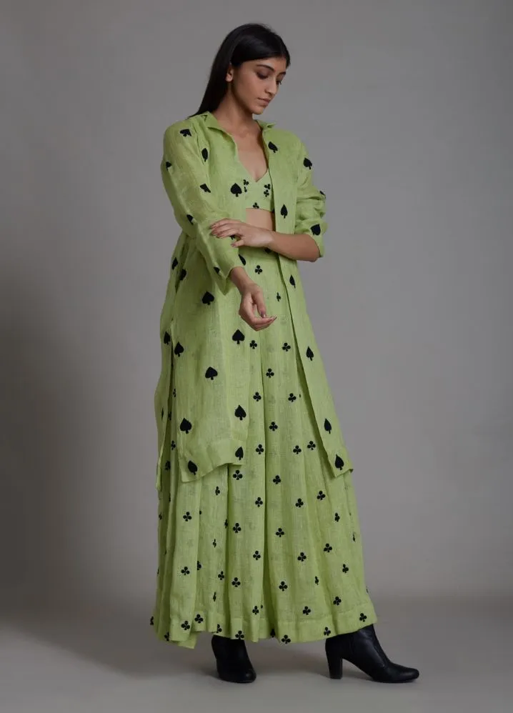 Club Cover Lehenga Set- Green