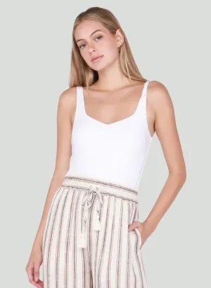 DEX White Gathered Front Tank Bodysuit