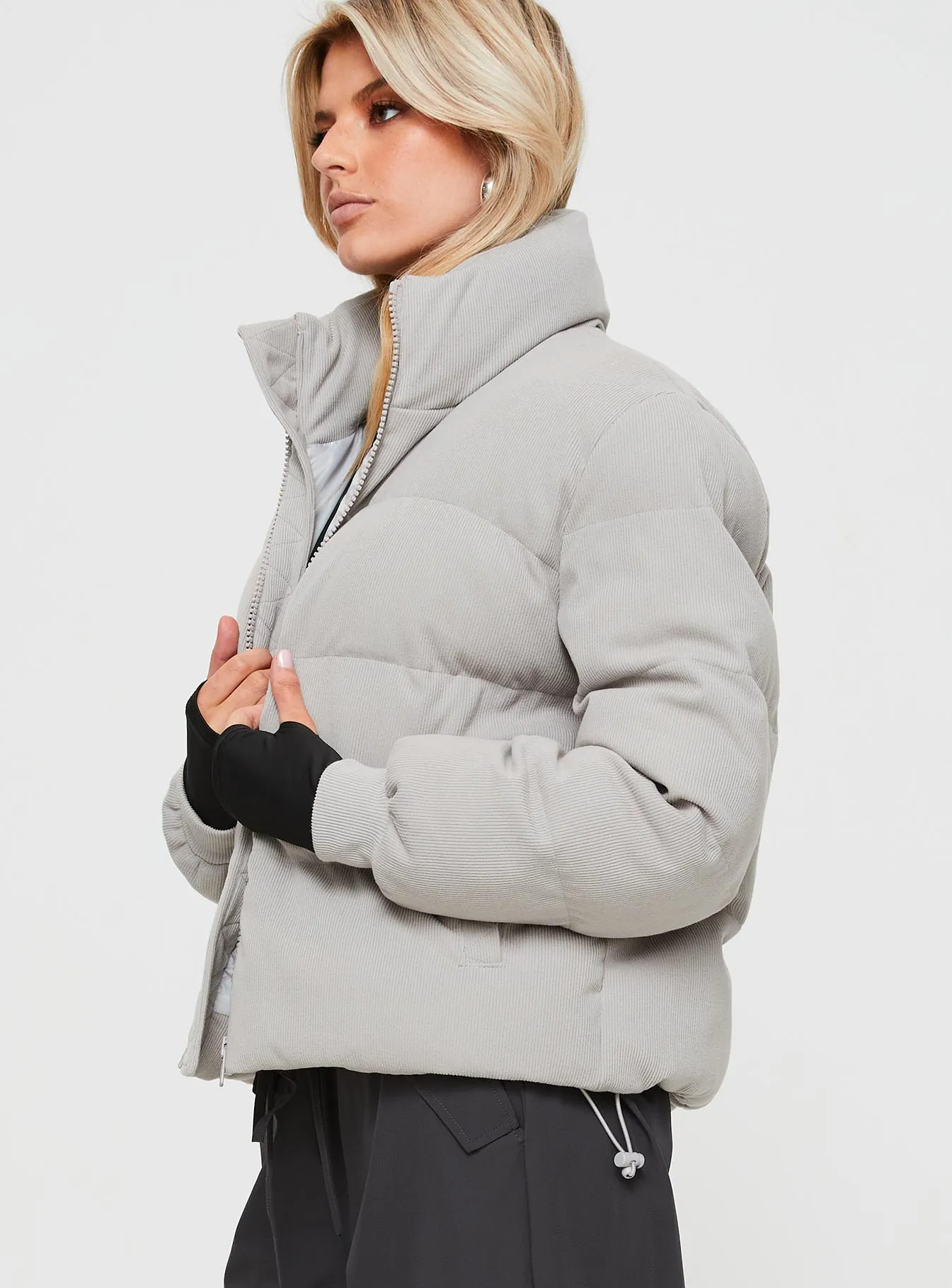 Fashionkova Darrow Ribbed Puffer Jacket Grey