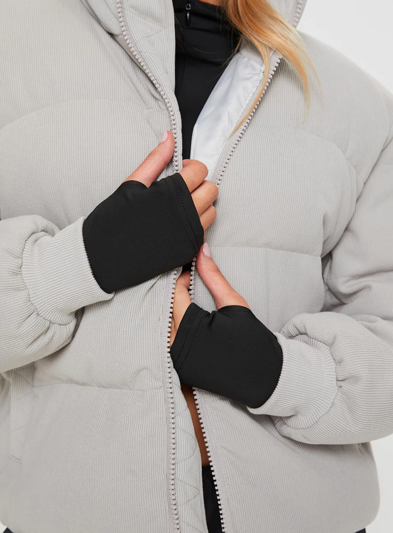 Fashionkova Darrow Ribbed Puffer Jacket Grey