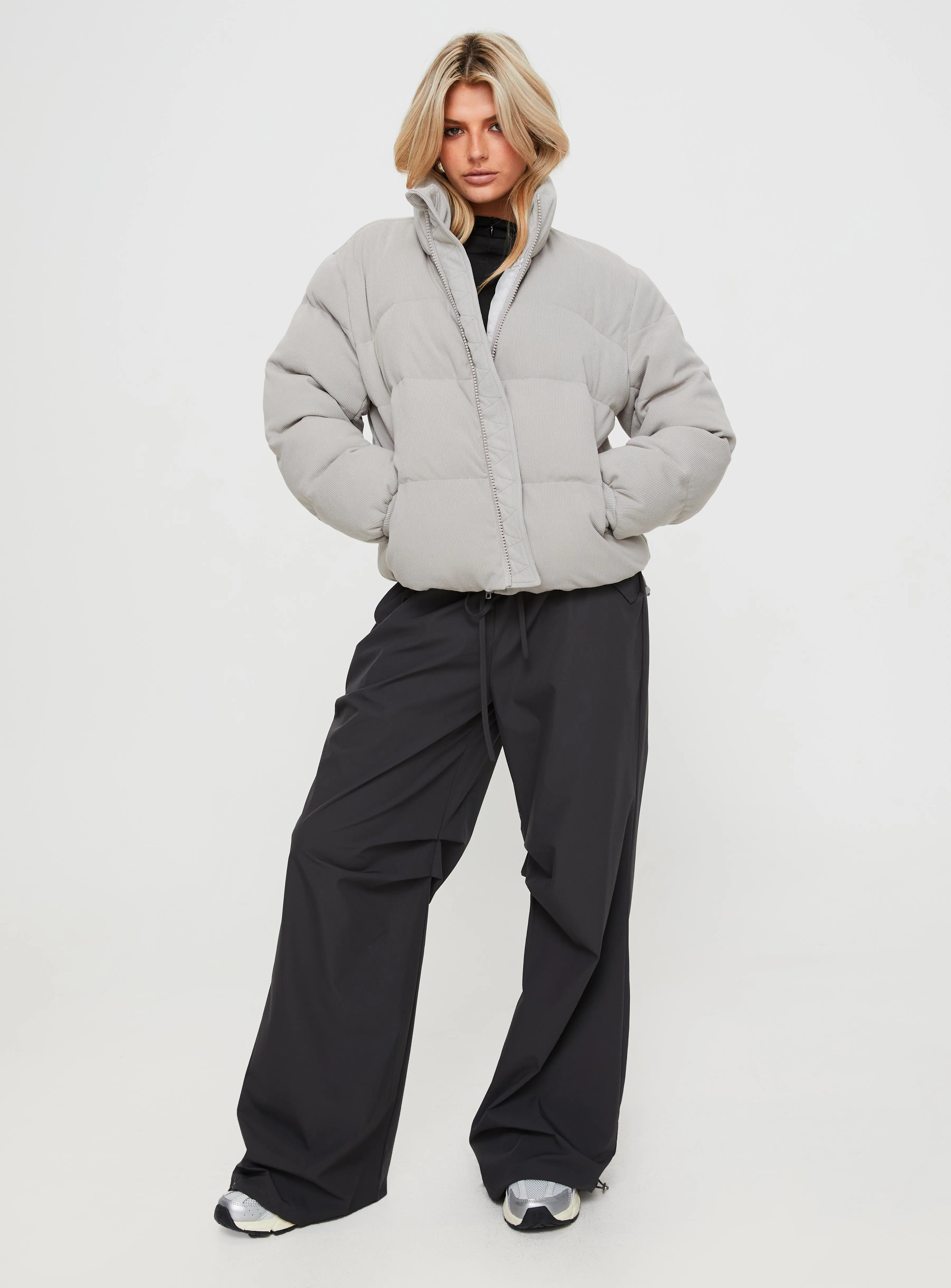 Fashionkova Darrow Ribbed Puffer Jacket Grey