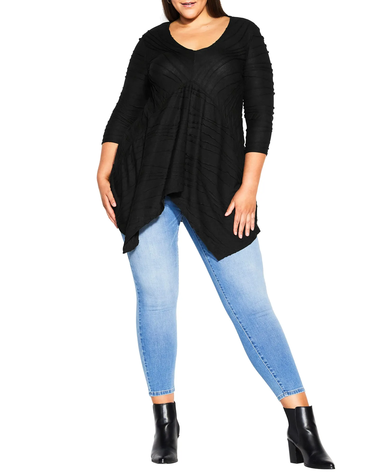 Finley Textured Tunic | Black