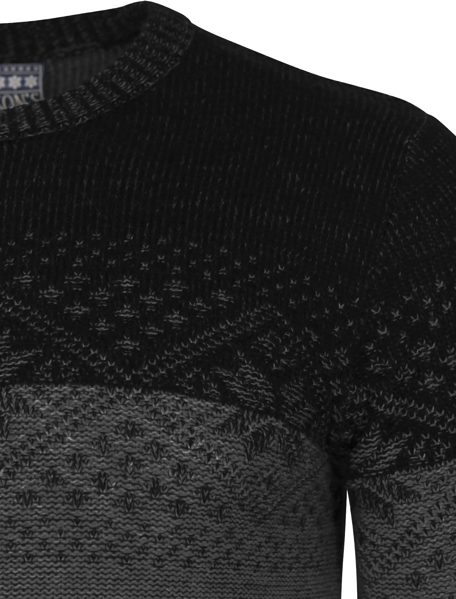 Flake Fairisle Knitted Jumper in Black / Castlerock - Season’s Greeting