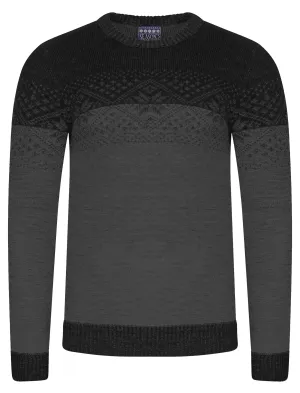 Flake Fairisle Knitted Jumper in Black / Castlerock - Season’s Greeting