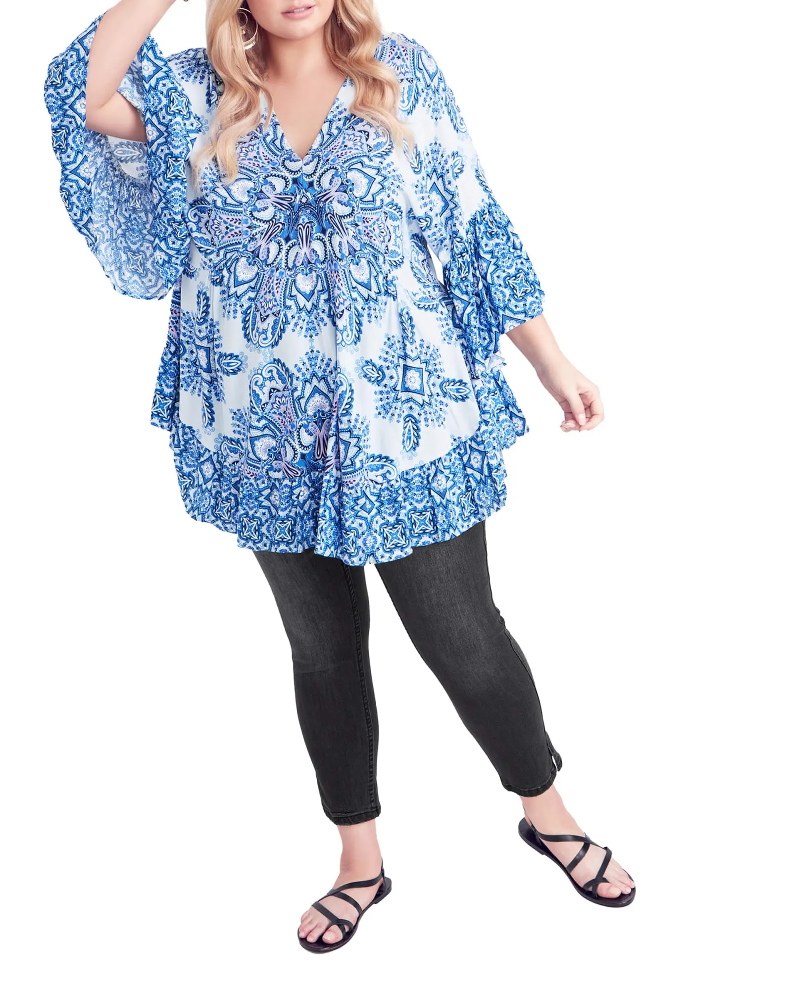 Frankie Frill Tunic | Blue Medallion