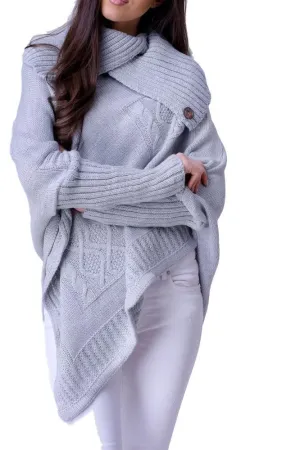 Gestrickter Poncho mit Rollkragen und Ärmeln Lena