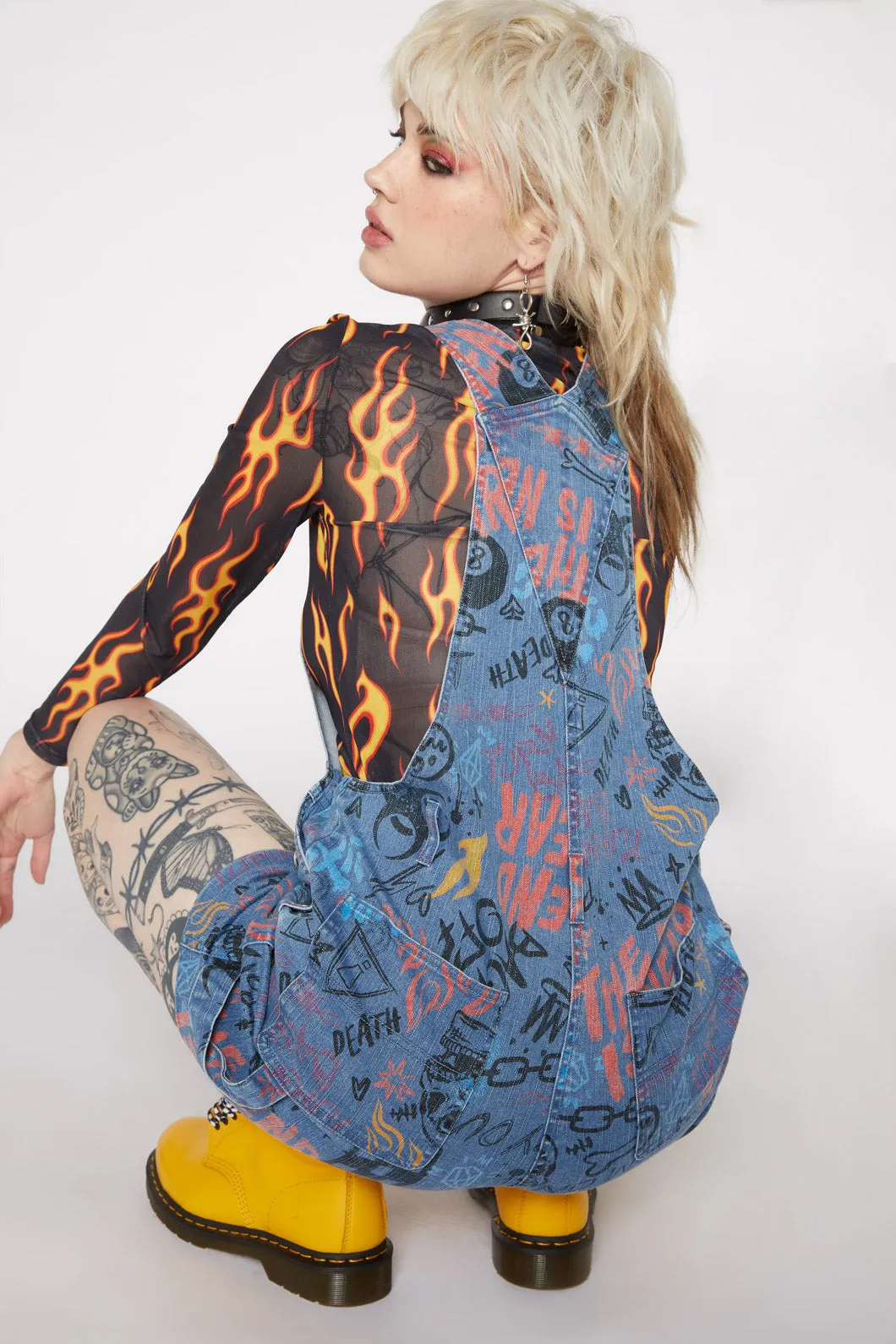Graffiti Denim Overall