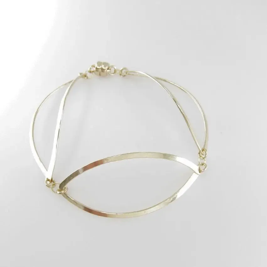Hand Forged Marquis Link Bracelet with Magnetic Clasp