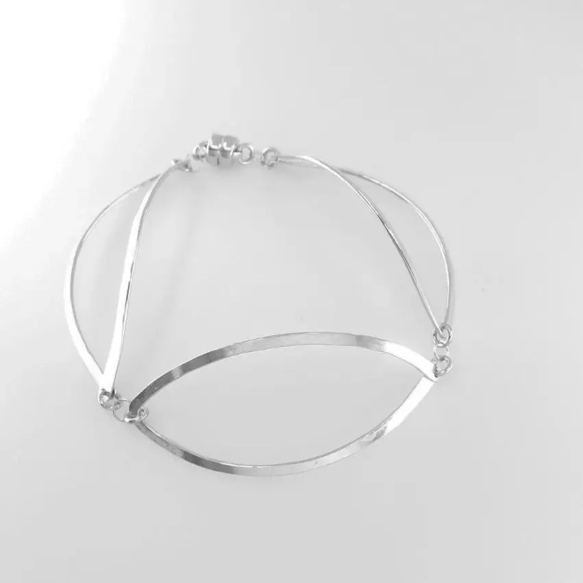Hand Forged Marquis Link Bracelet with Magnetic Clasp