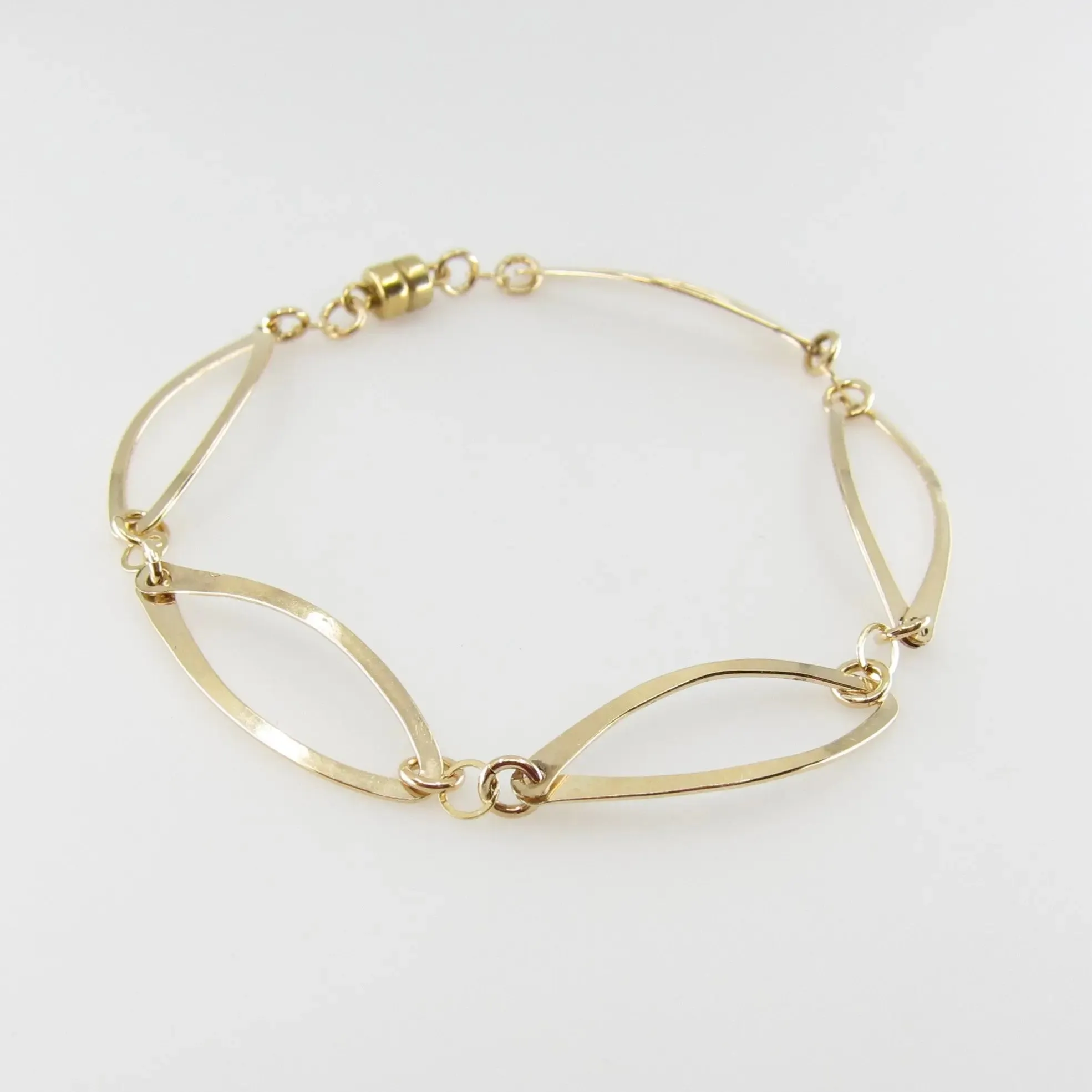 Hand Forged Marquis Link Bracelet with Magnetic Clasp
