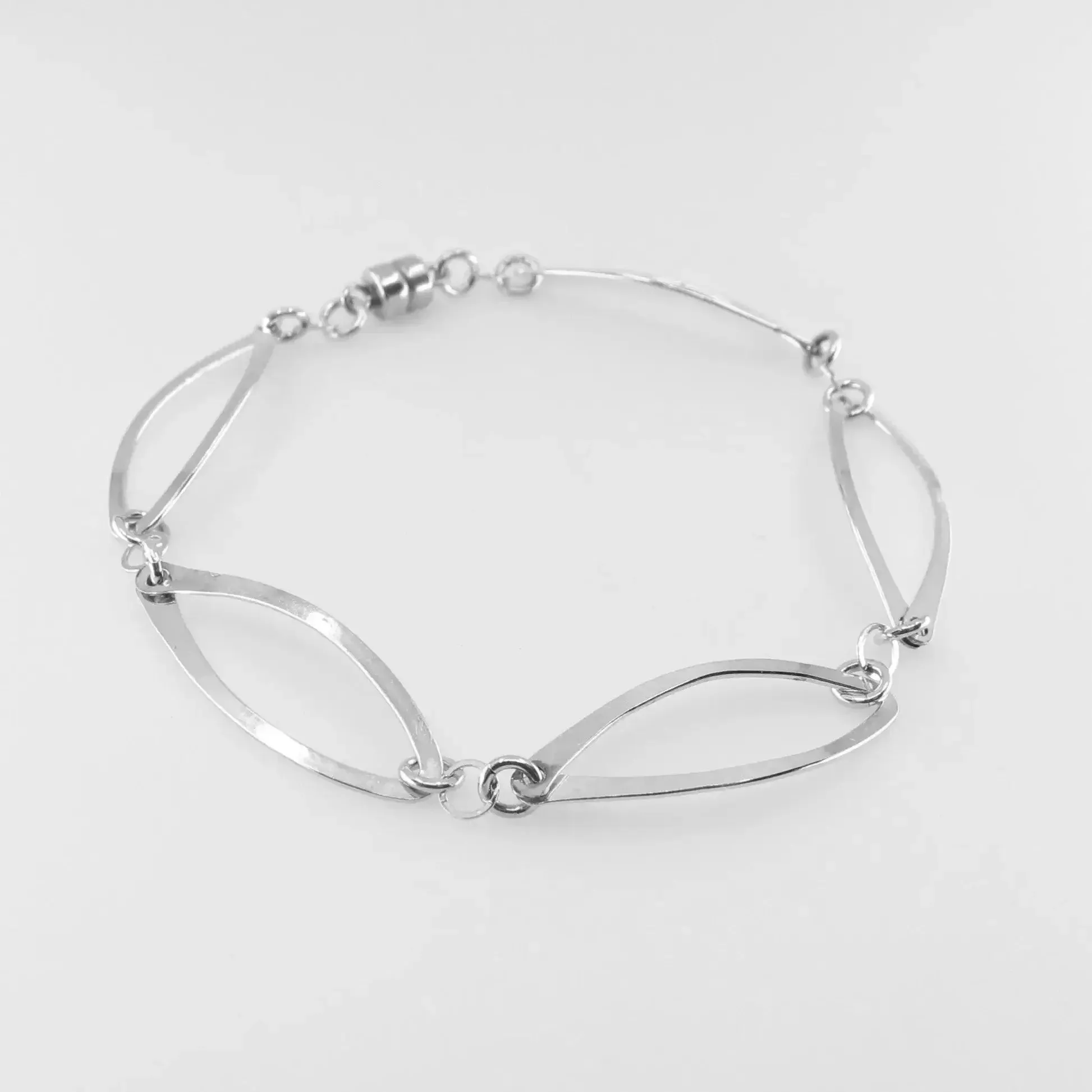 Hand Forged Marquis Link Bracelet with Magnetic Clasp