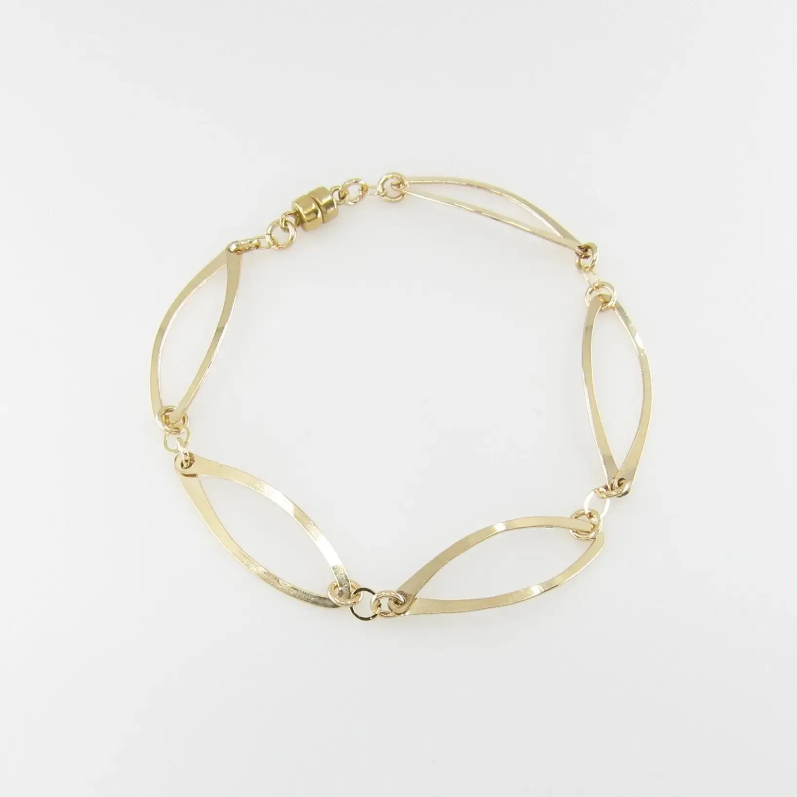 Hand Forged Marquis Link Bracelet with Magnetic Clasp