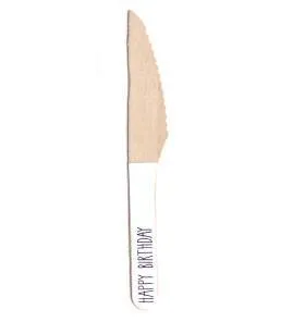 Happy Birthday Printed Wooden Knives
