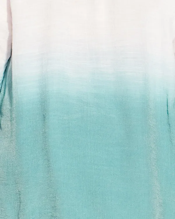 Isla Ombre Peasant Top | Ivory / Aqua