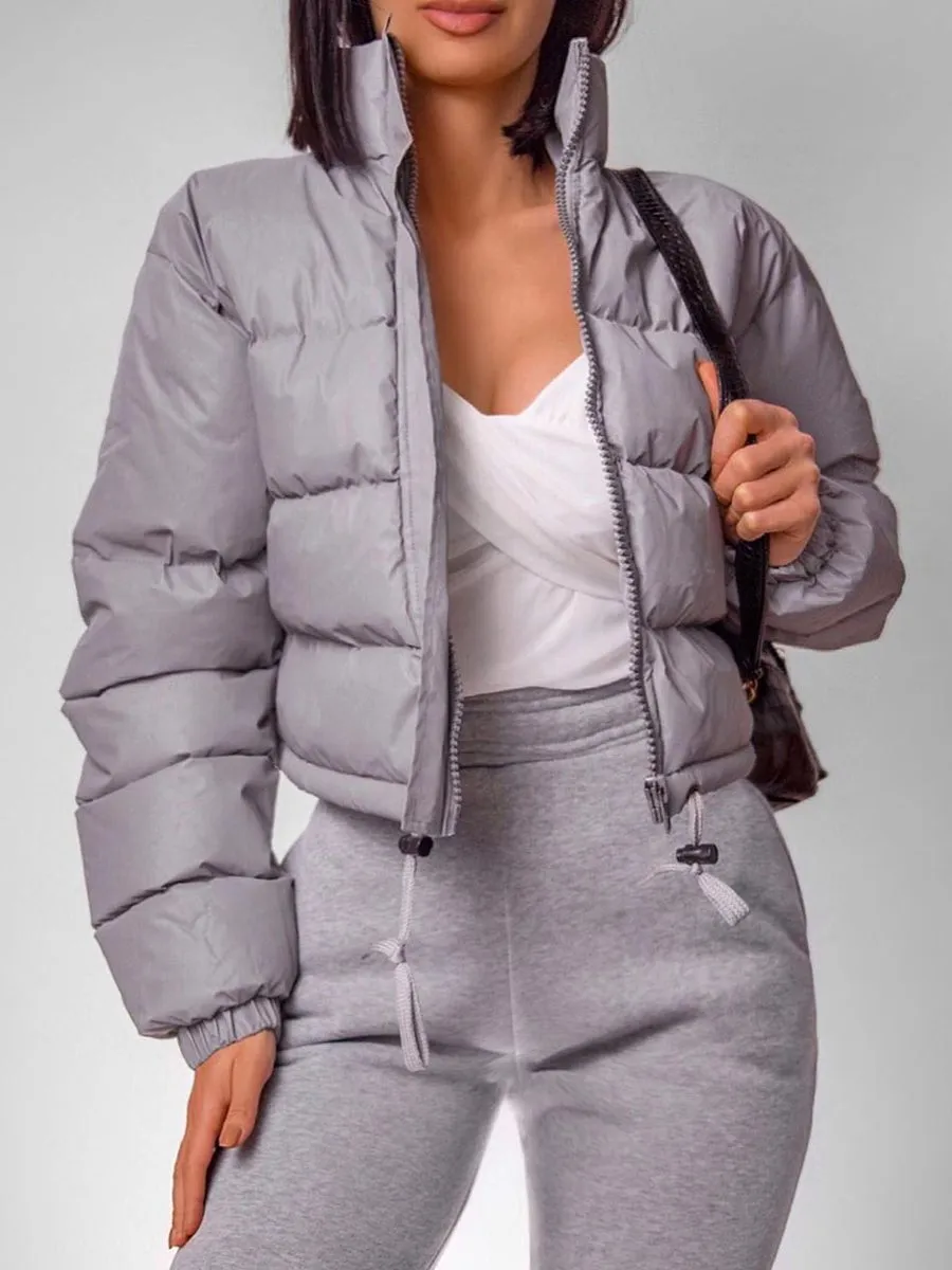Kara Cropped Padded Puffer Jacket In Grey